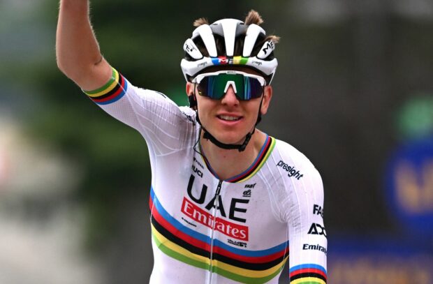 Tadej Pogačar won the 2024 Il Lombardia in the rainbow jersey