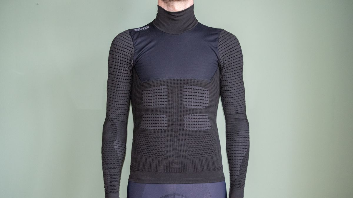 A cyclist wearing a Spatz Basez Extreme base layer