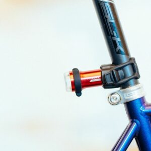 A close up of a bike light