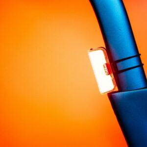 A close up of a bike light